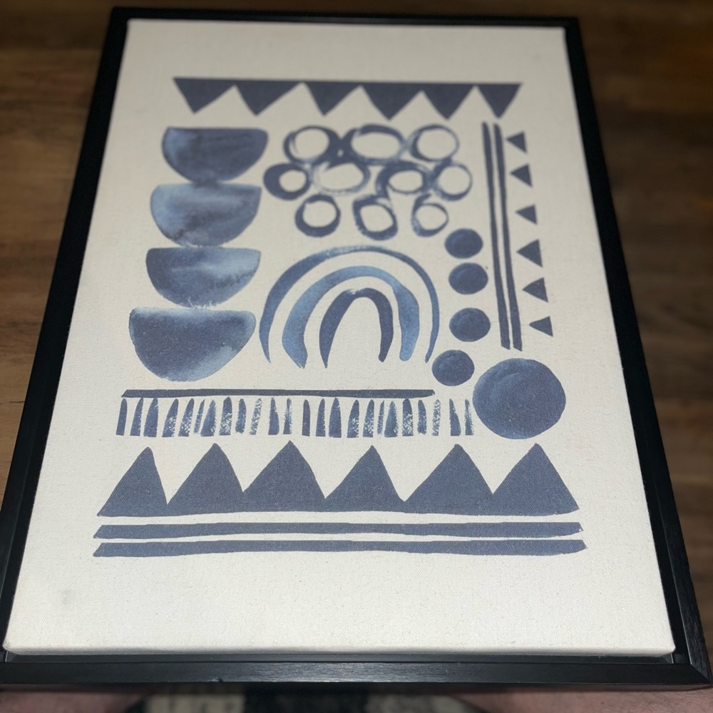 Sylvie 858 Indigo Abstract Framed Canvas by Teju Reval